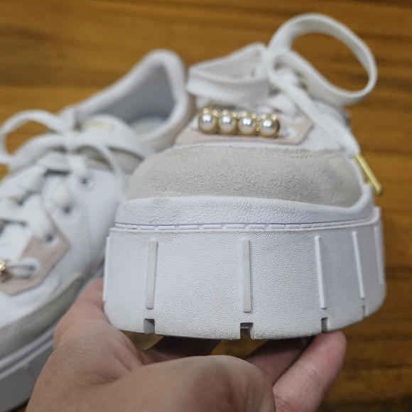 Puma White Tan Mayze Stacked Platform Lace Up Sneakers Shoes Size 8.5 - Picture 16 of 16